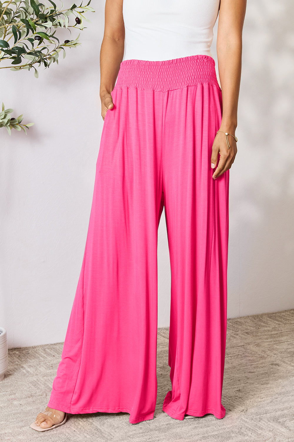 Waistband Wide Leg Pants