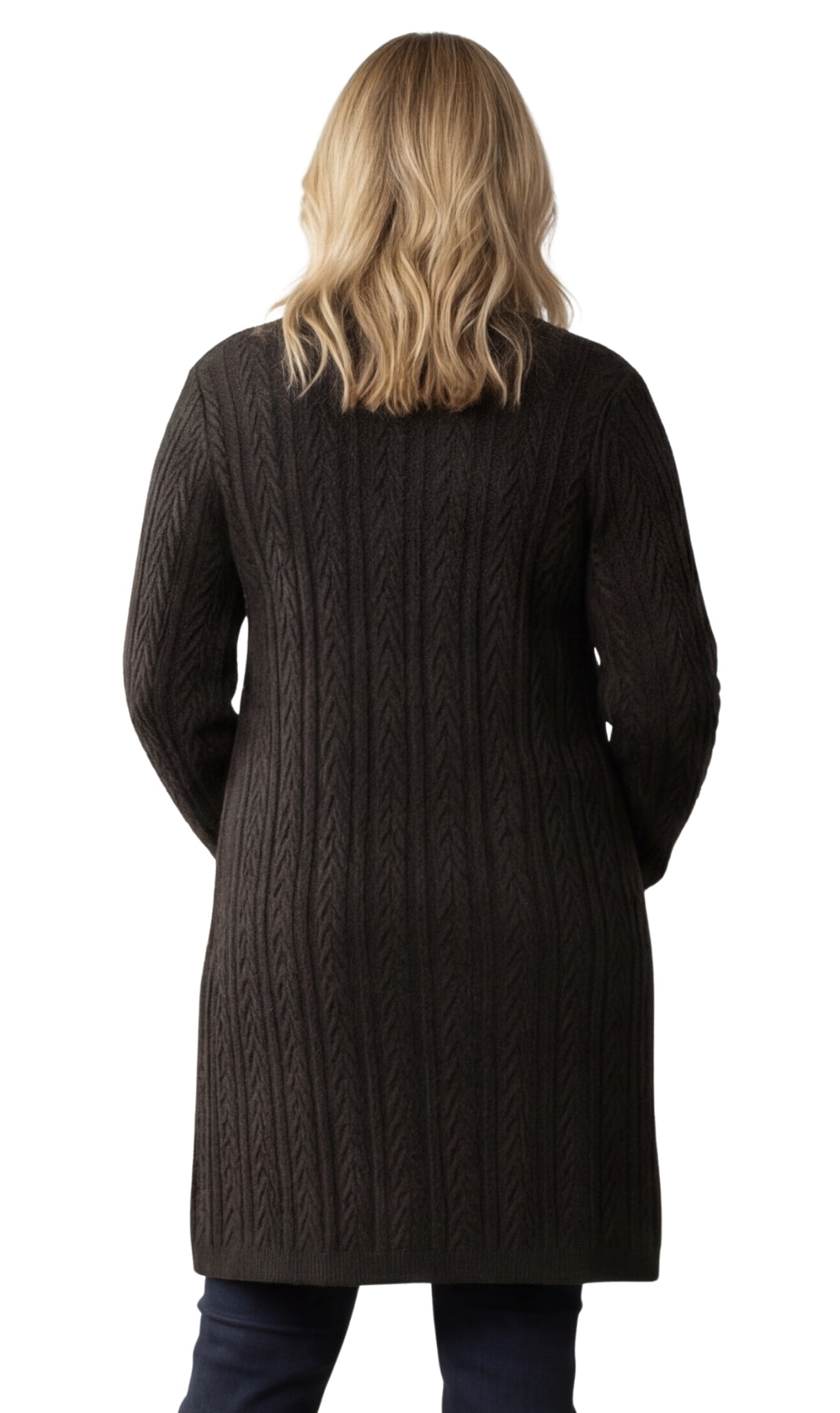 Women's cable knit duster cardigan with pockets