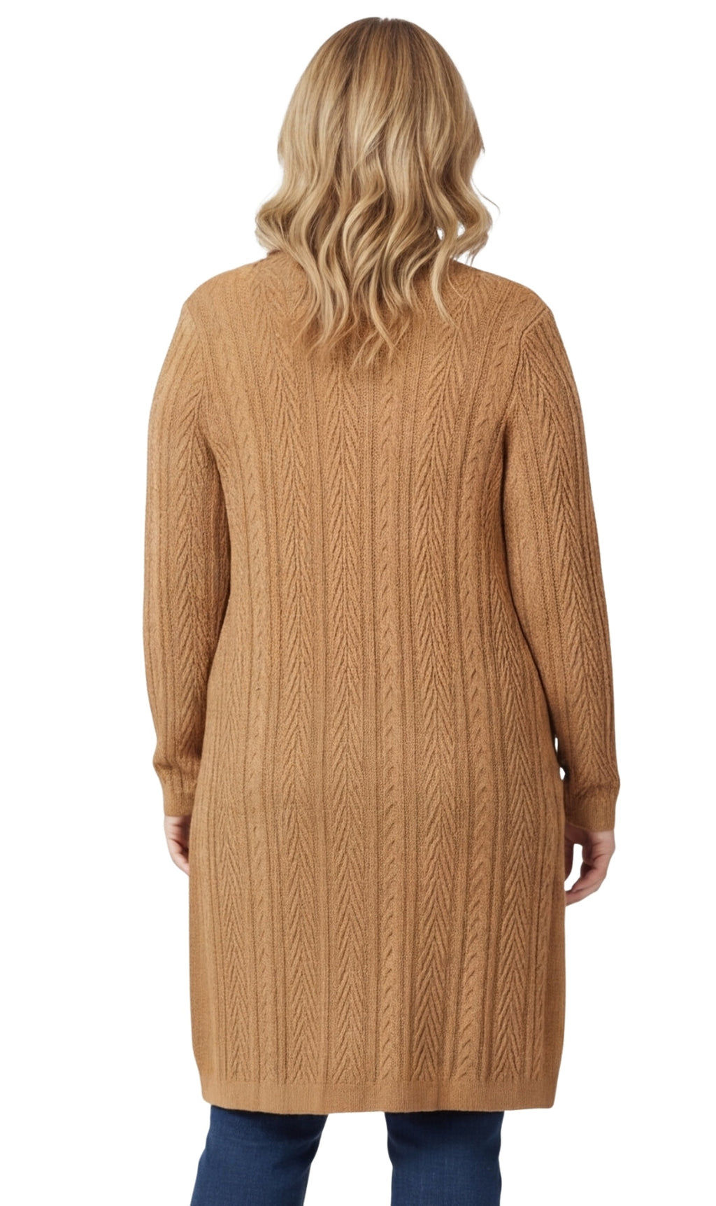 Women's cable knit duster cardigan with pockets