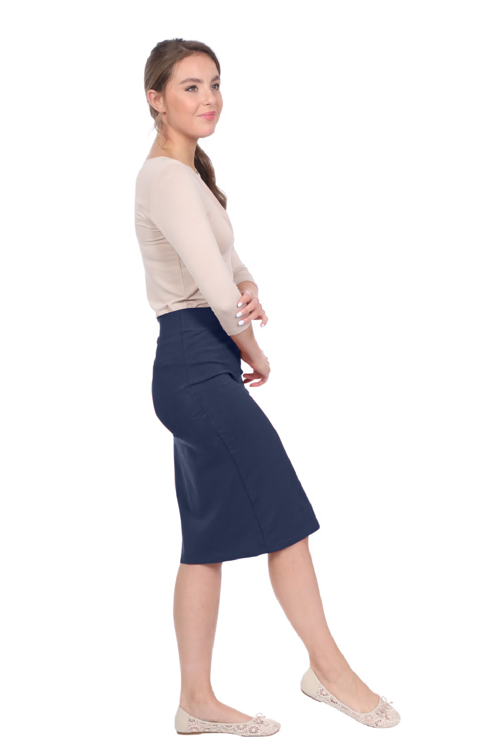 Stretch Cotton Spandex Pencil Skirt