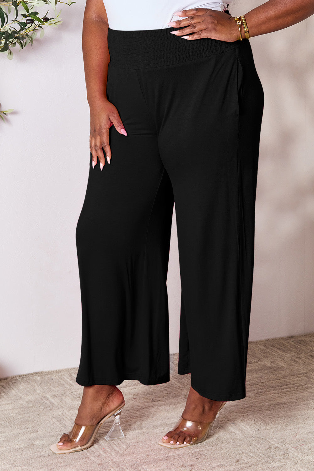 Waistband Wide Leg Pants