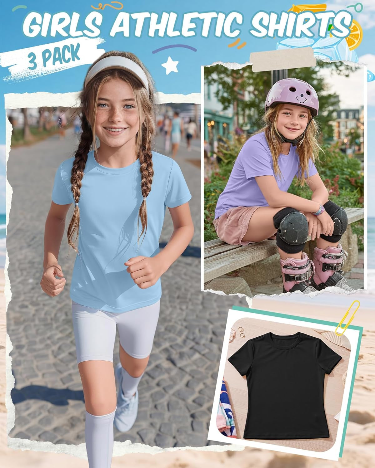 T-Shirts Kids Quick Dry Crewneck Sports 
