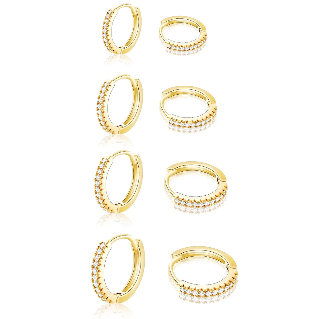 4 Pairs 18K Gold Plated Hoop Earrings