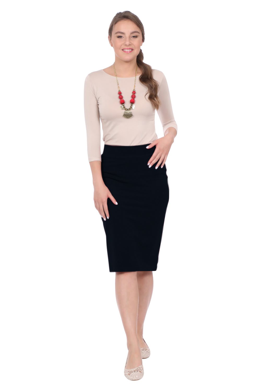 Stretch Cotton Spandex Pencil Skirt