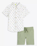 Toddler Boys' 12M-5T Cotton Printed Shirt & Shorts, 2-Piece Set.