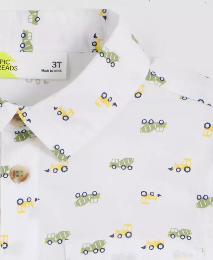 Toddler Boys' 12M-5T Cotton Printed Shirt & Shorts, 2-Piece Set.