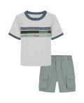 Boys' Toddler 2T-5T Short-Sleeve Safari Stripes T-Shirt and Poplin Cargo Shorts, 2-Piece Set