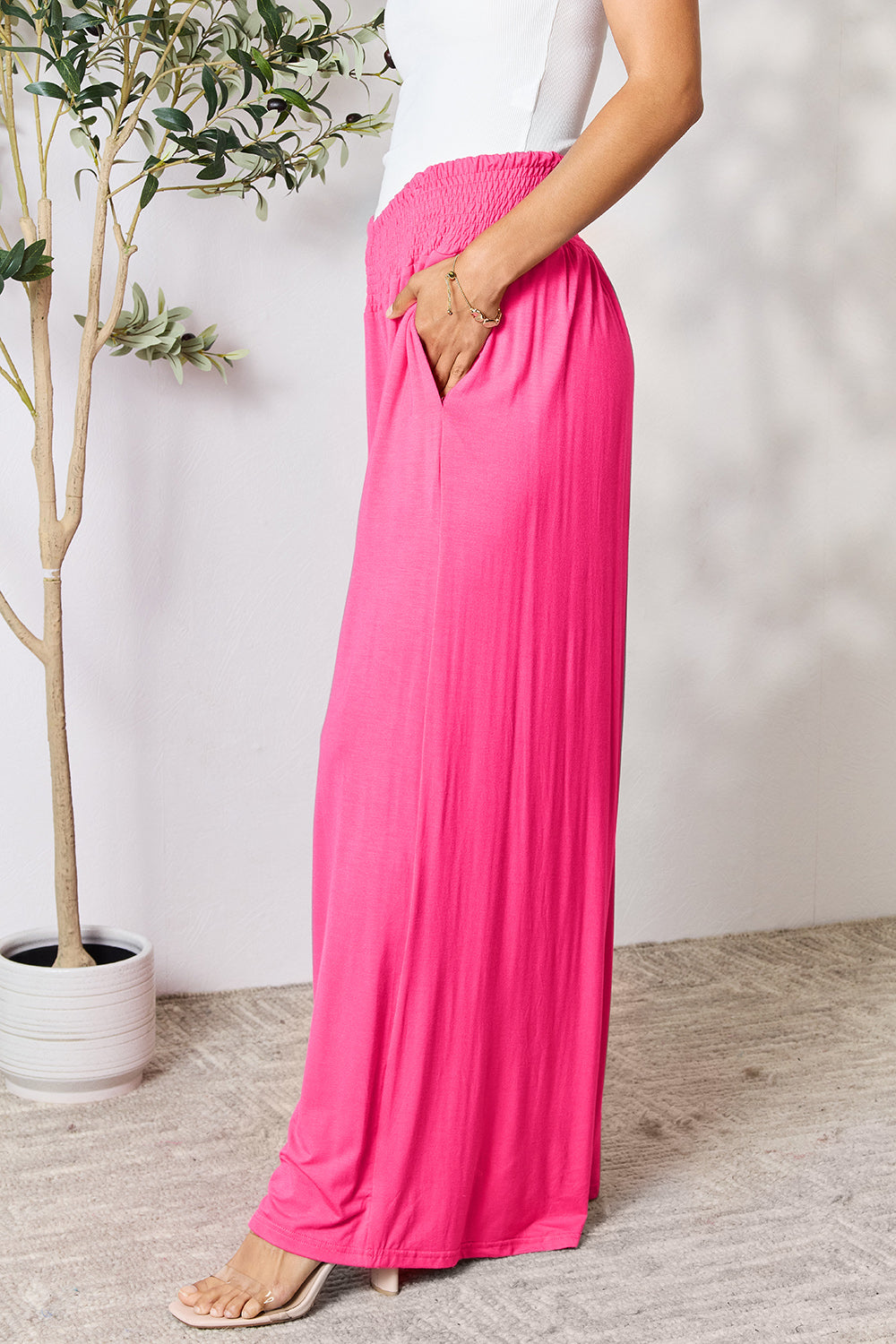 Waistband Wide Leg Pants