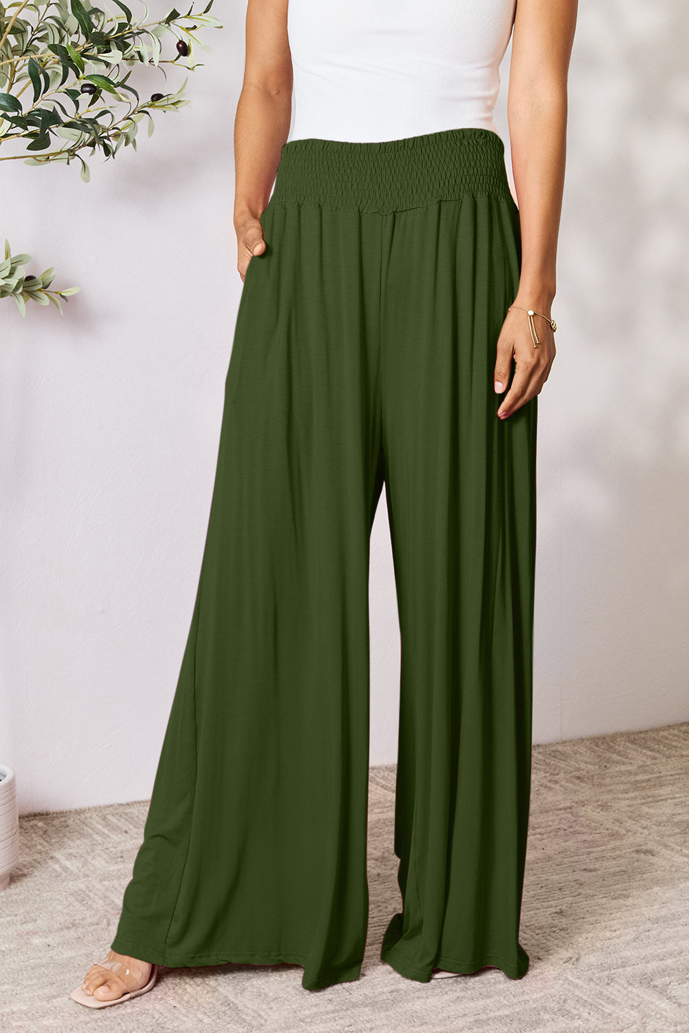 Waistband Wide Leg Pants