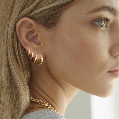 4 Pairs 18K Gold Plated Hoop Earrings