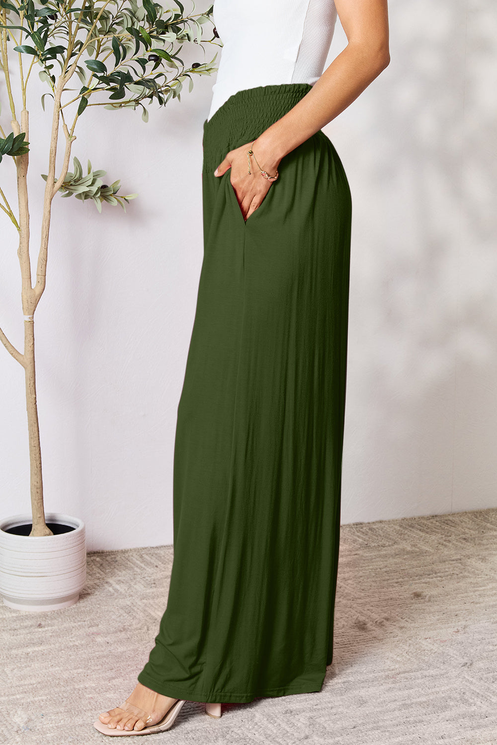 Waistband Wide Leg Pants