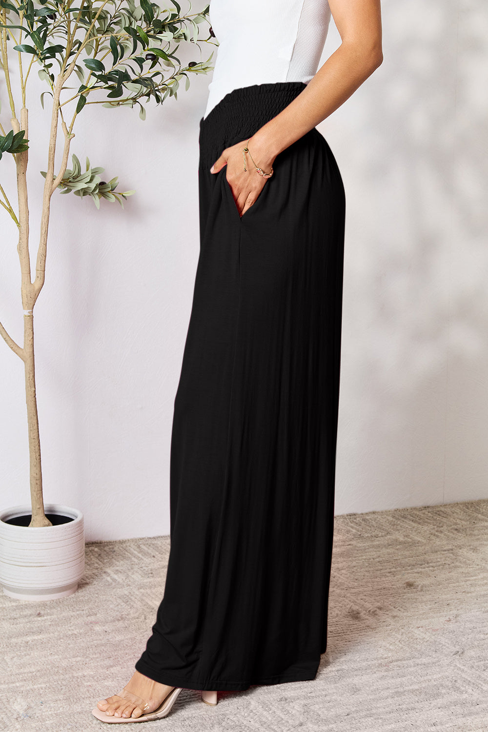 Waistband Wide Leg Pants