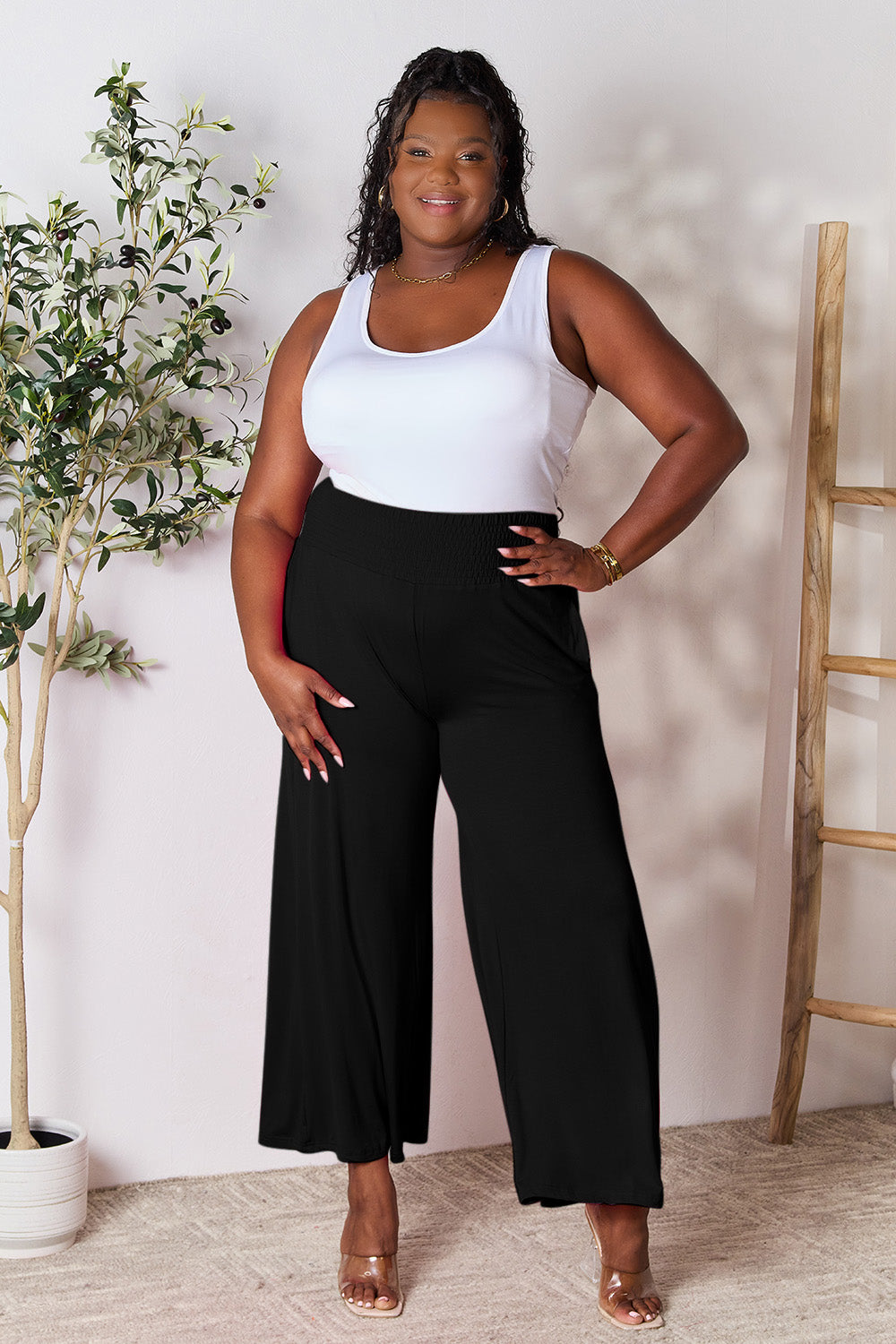 Waistband Wide Leg Pants