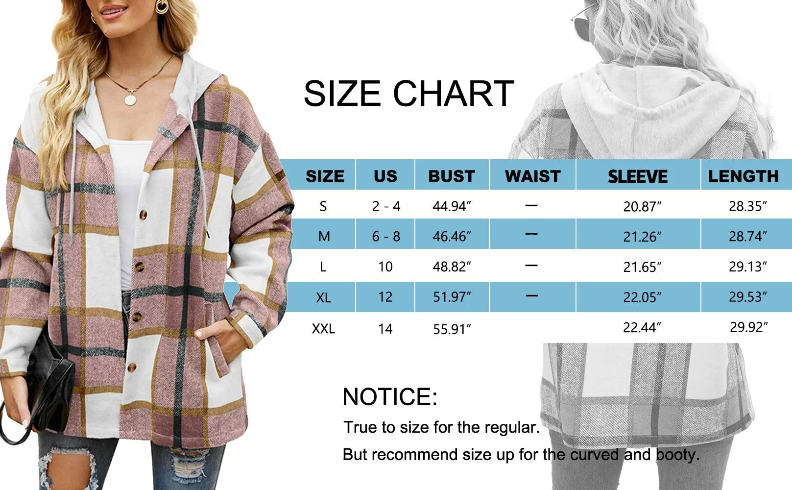  Hooded Shacket Jacket with Pocket