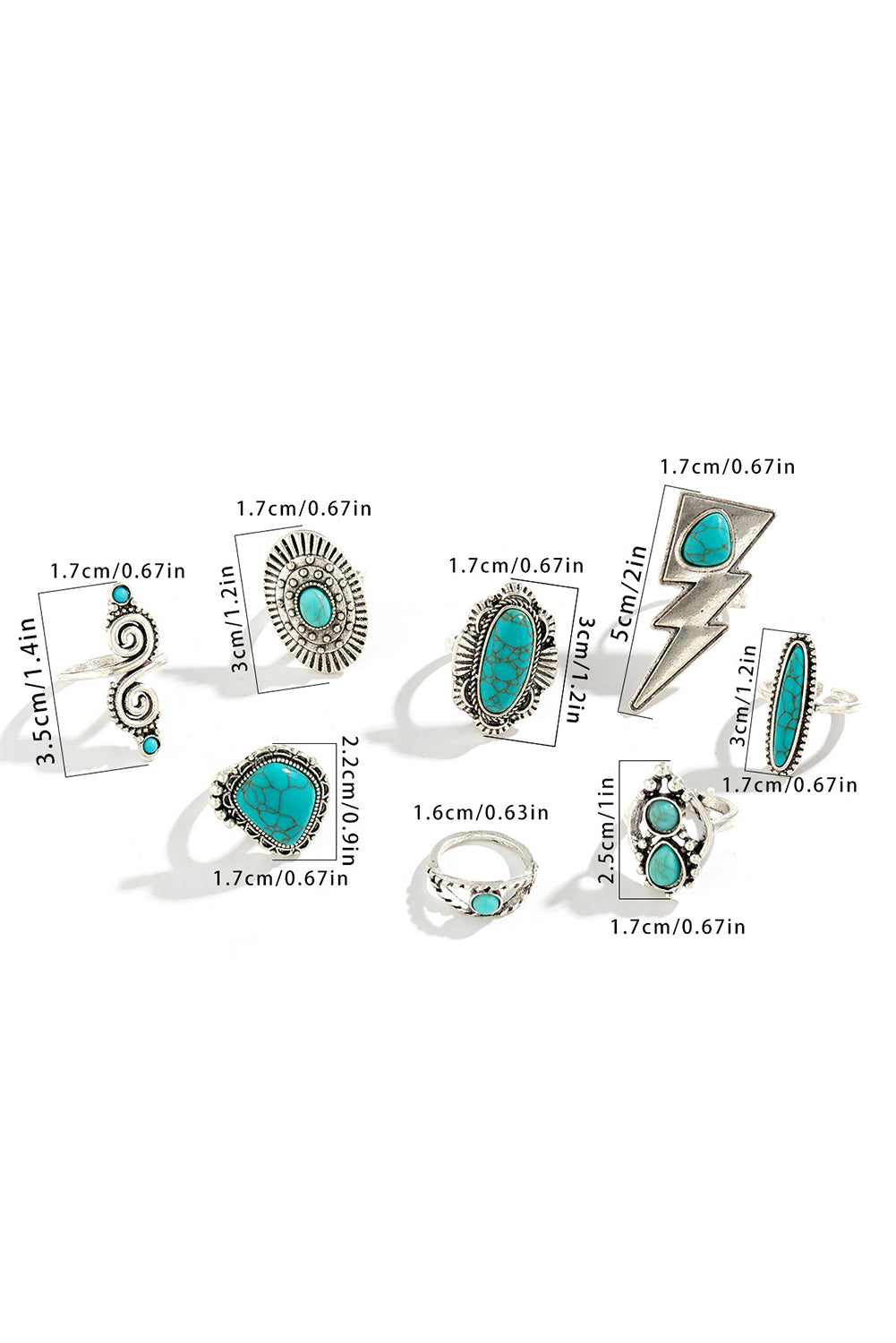 Ring Set Turquoise Inlay Western