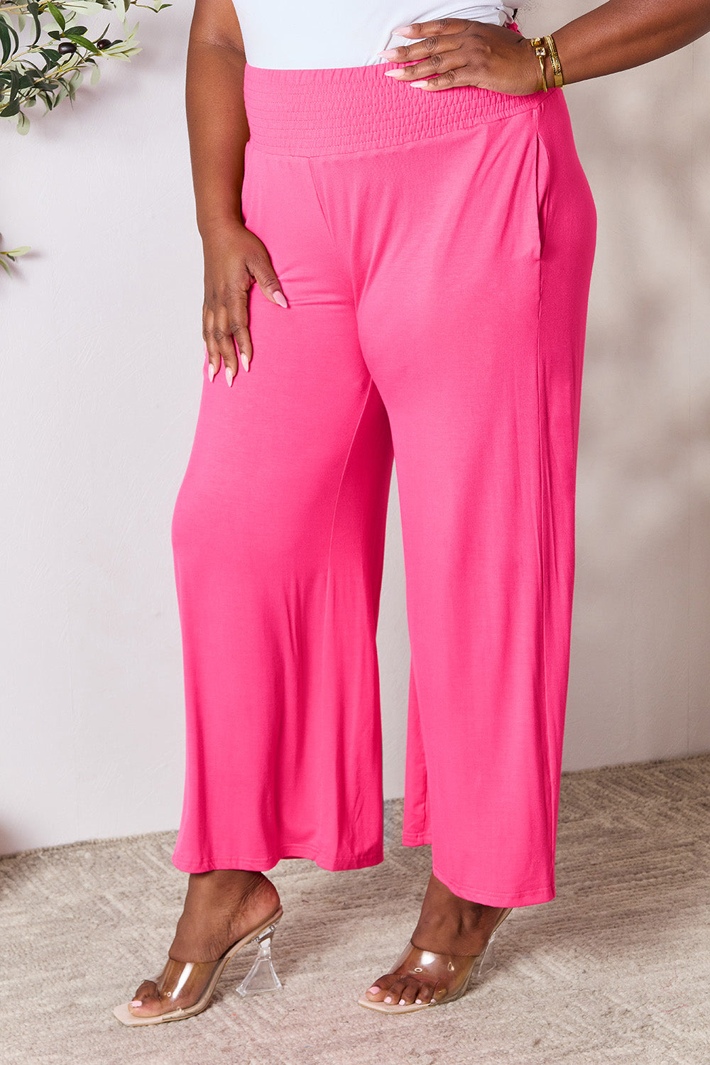 Waistband Wide Leg Pants