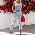 Cropped Ripped Denim Overalls