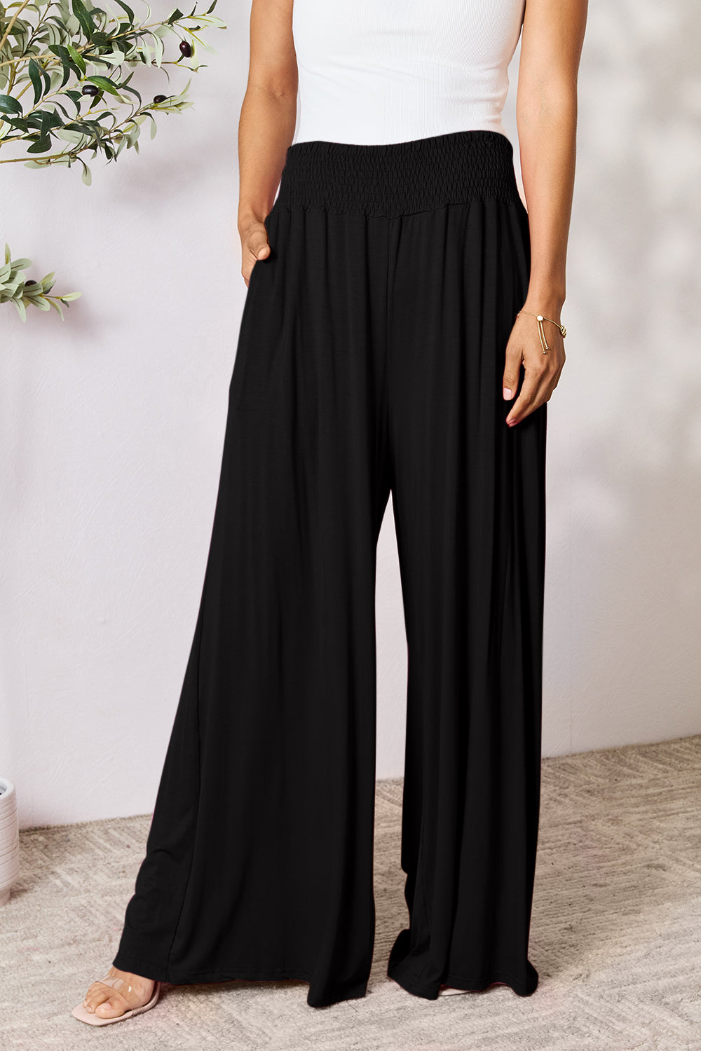 Waistband Wide Leg Pants
