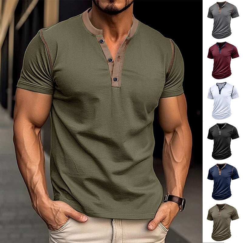 V-neck T-shirt Tops Mens Clothing