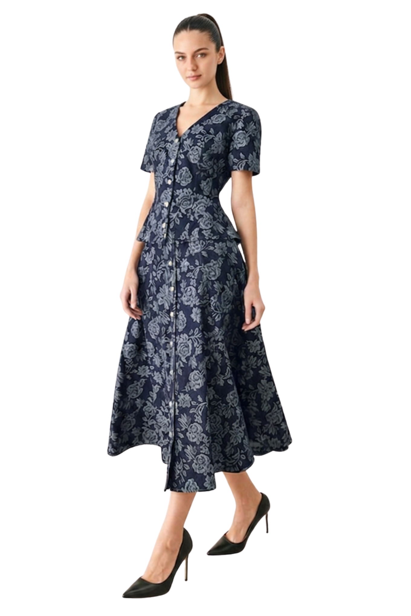 ROSETTE FLORAL WOVEN JACQUARD TOP
