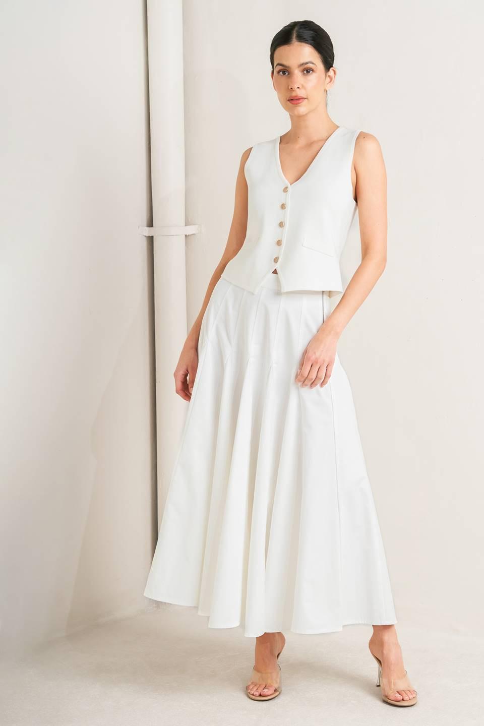WHITE WOVEN CIRCLE SKIRT