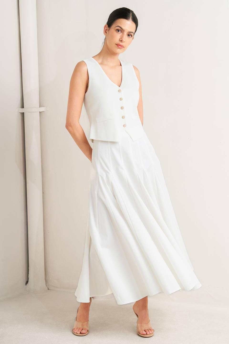 WHITE WOVEN CIRCLE SKIRT