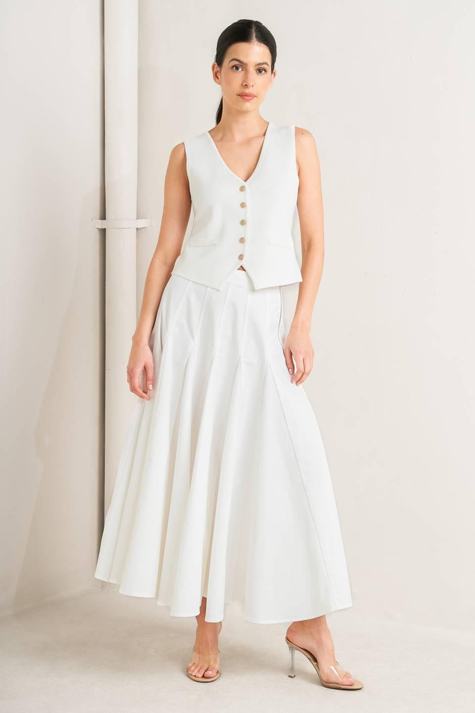 WHITE WOVEN CIRCLE SKIRT