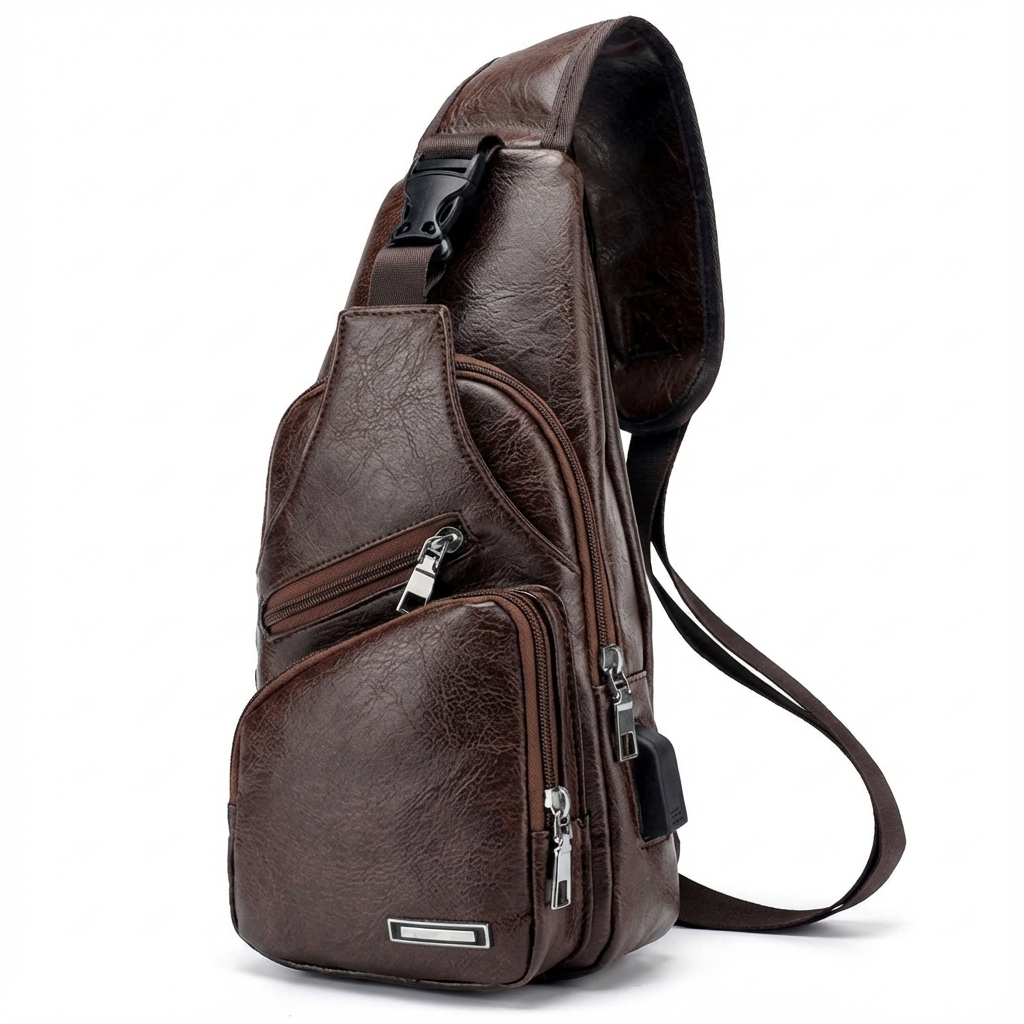 Men's Vegan Leather Sling Bag