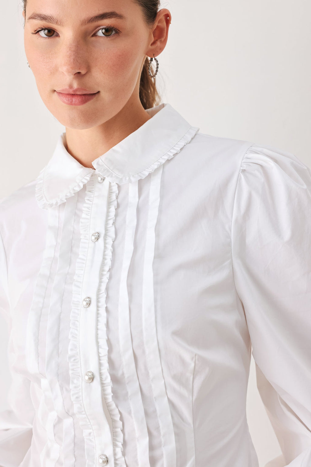 LONG-SLEEVE WOVEN TOP
