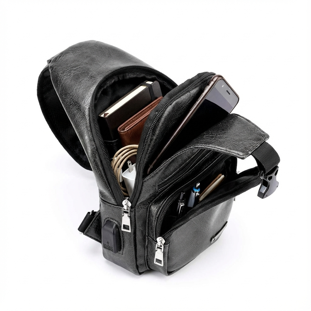 Men's Vegan Leather Sling Bag