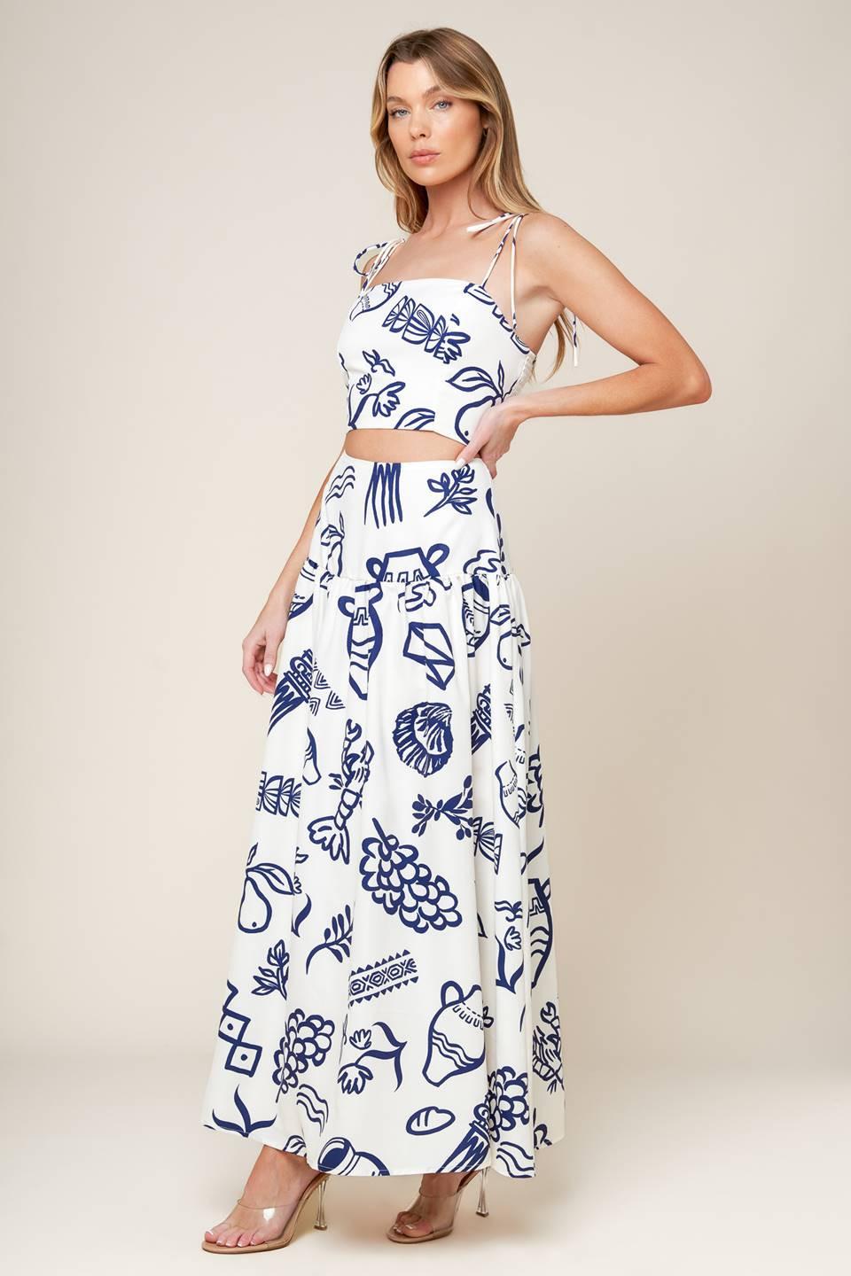 WOVEN TOP AND SKIRT SET