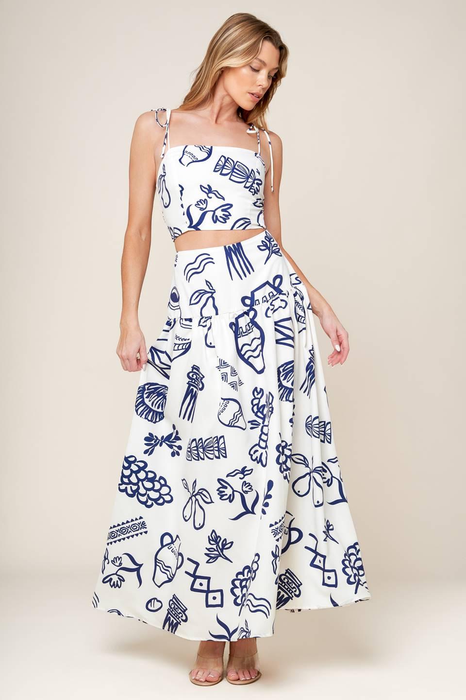 WOVEN TOP AND SKIRT SET