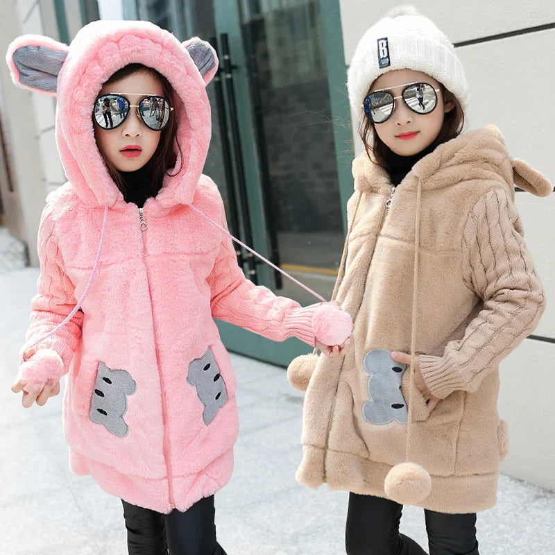 Lovely little bear Winter Girls clothing Faux Fur