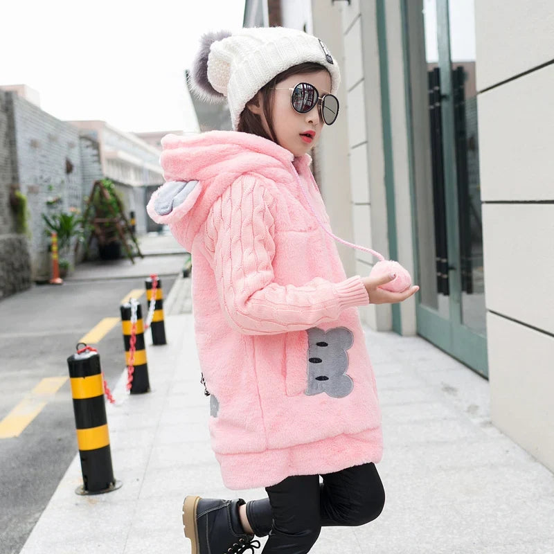Lovely little bear Winter Girls clothing Faux Fur
