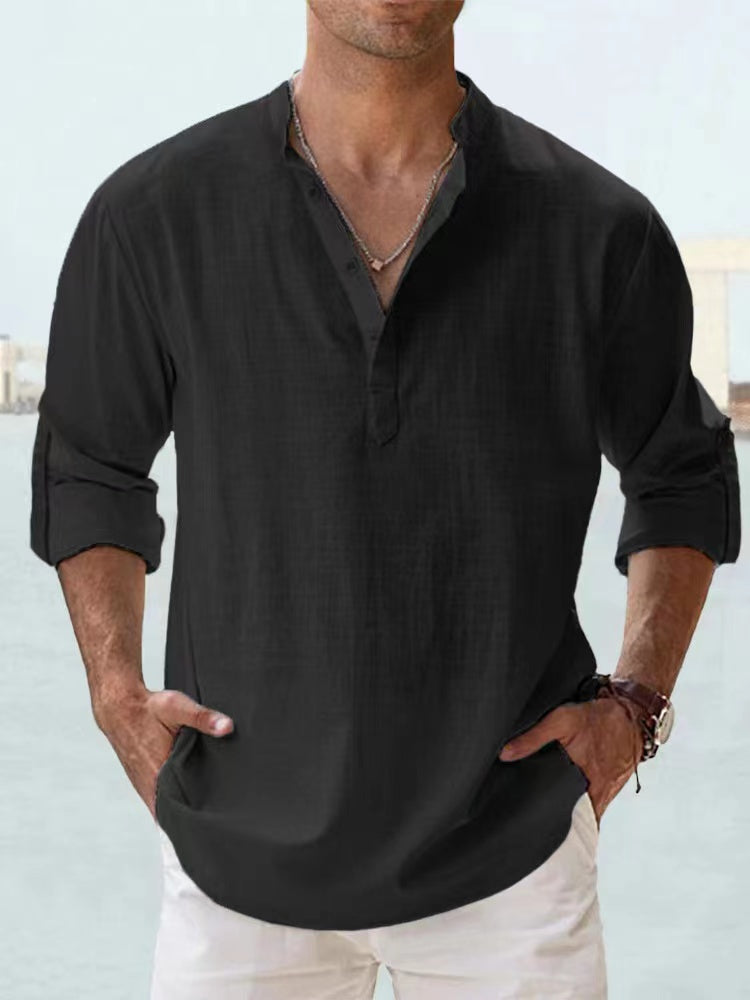 Cotton Linen Shirts for Men Casual