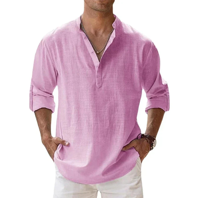 Cotton Linen Shirts for Men Casual
