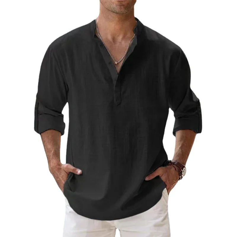 Cotton Linen Shirts for Men Casual