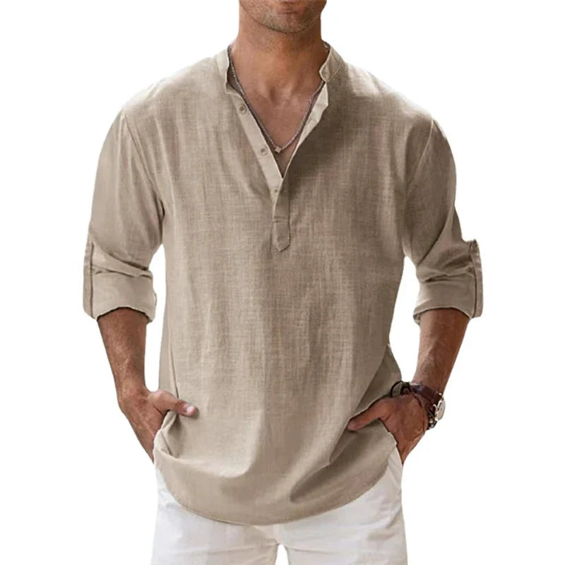 Cotton Linen Shirts for Men Casual