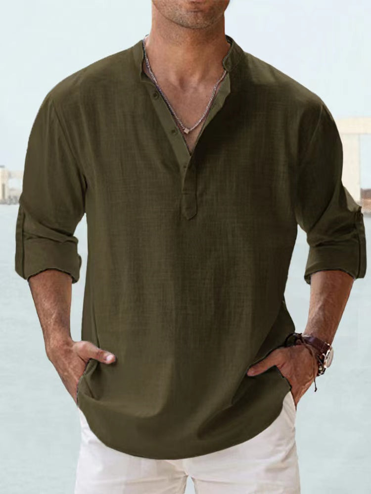 Cotton Linen Shirts for Men Casual