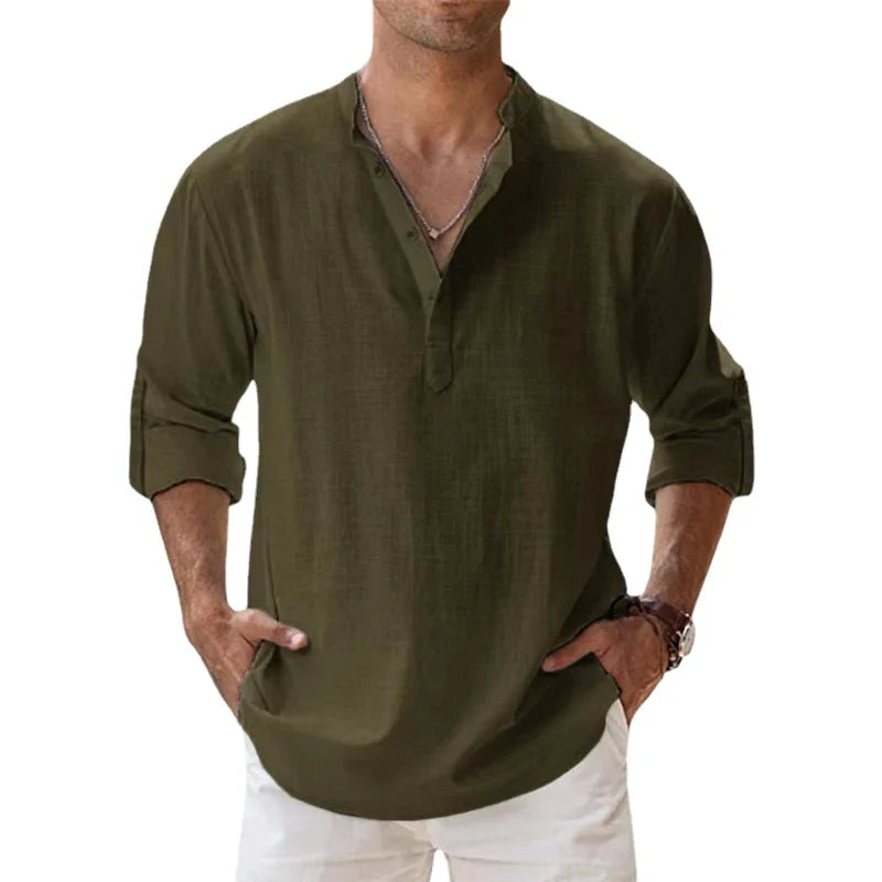 Cotton Linen Shirts for Men Casual
