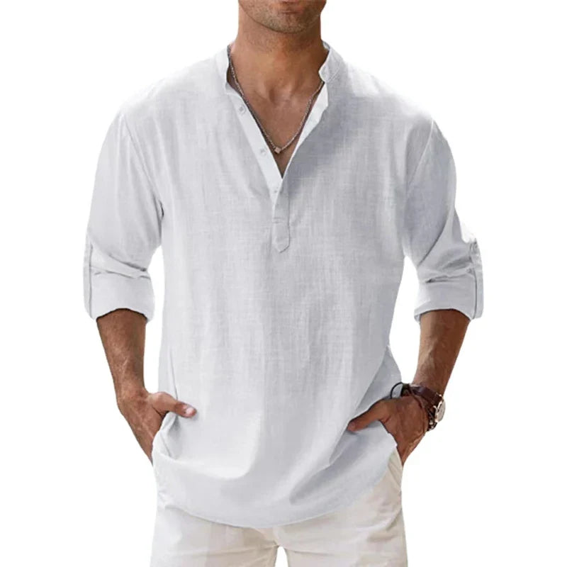 Cotton Linen Shirts for Men Casual