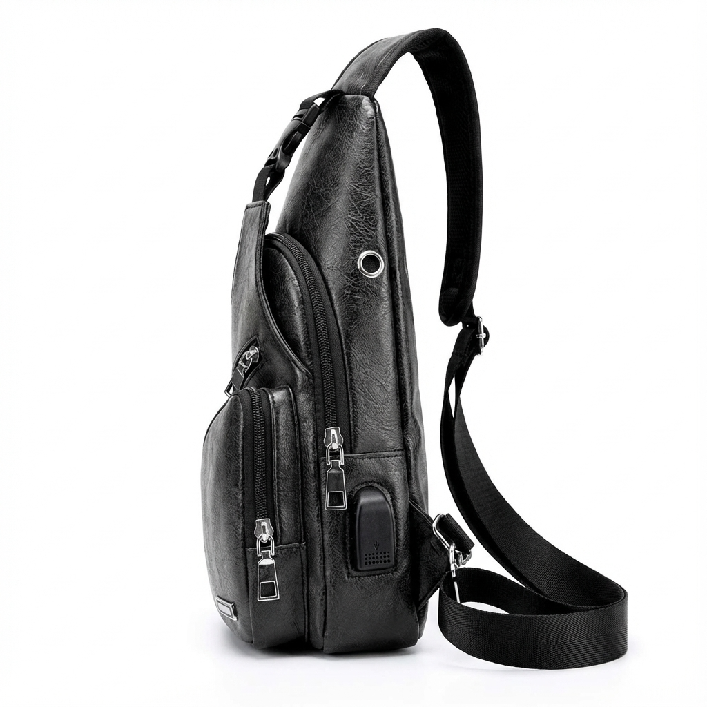 Men's Vegan Leather Sling Bag