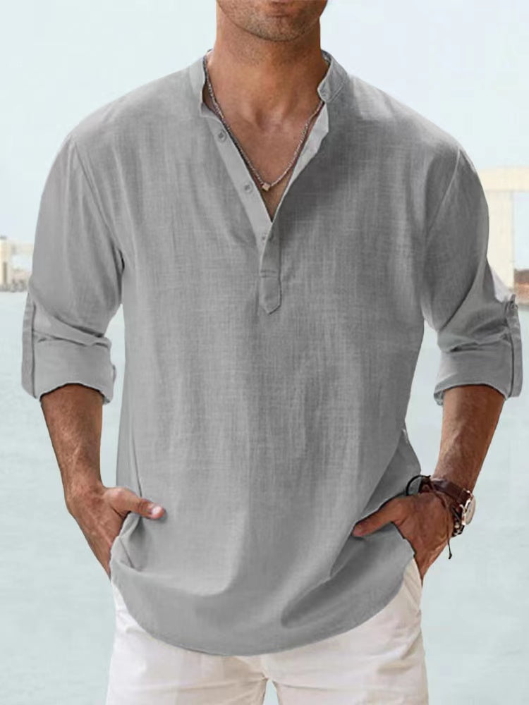 Cotton Linen Shirts for Men Casual