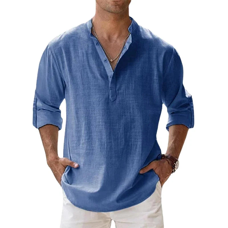 Cotton Linen Shirts for Men Casual