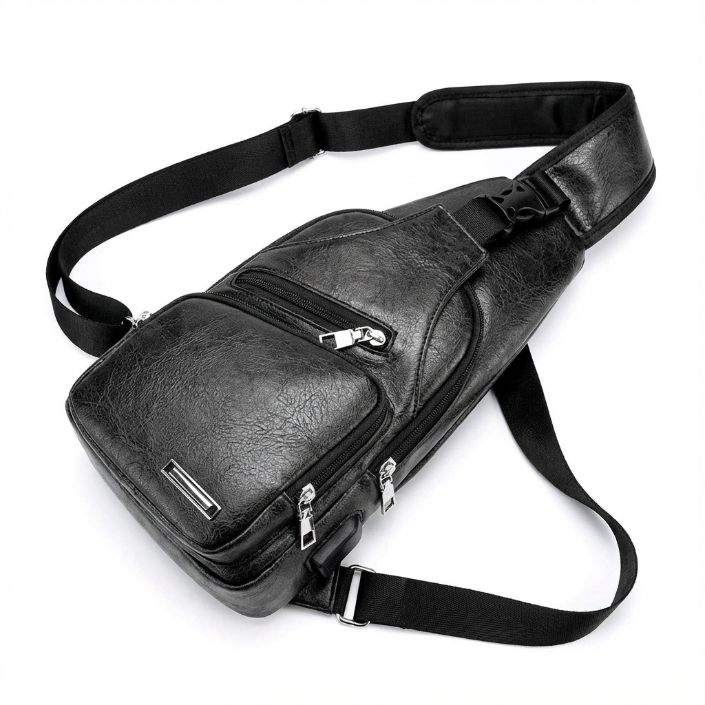 Men's Vegan Leather Sling Bag