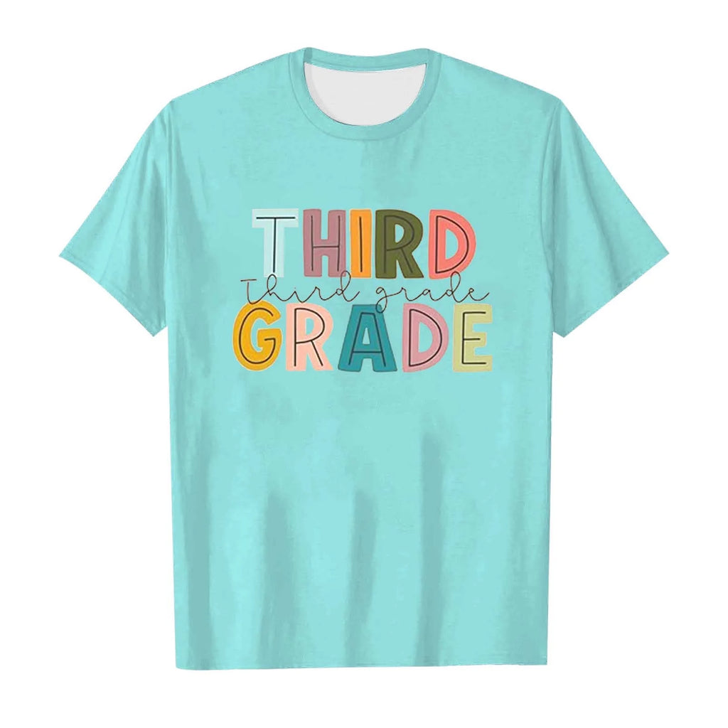 First Day of School Shirts for Girls Kindergarten Pre K First Grade Casual Short Sleeve Embroidered T-Shirt Toddler Girl Summer Clothes