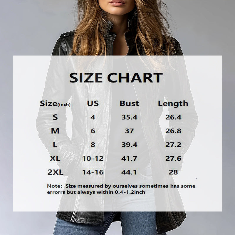 Cardigan Leather Coat with Pockets