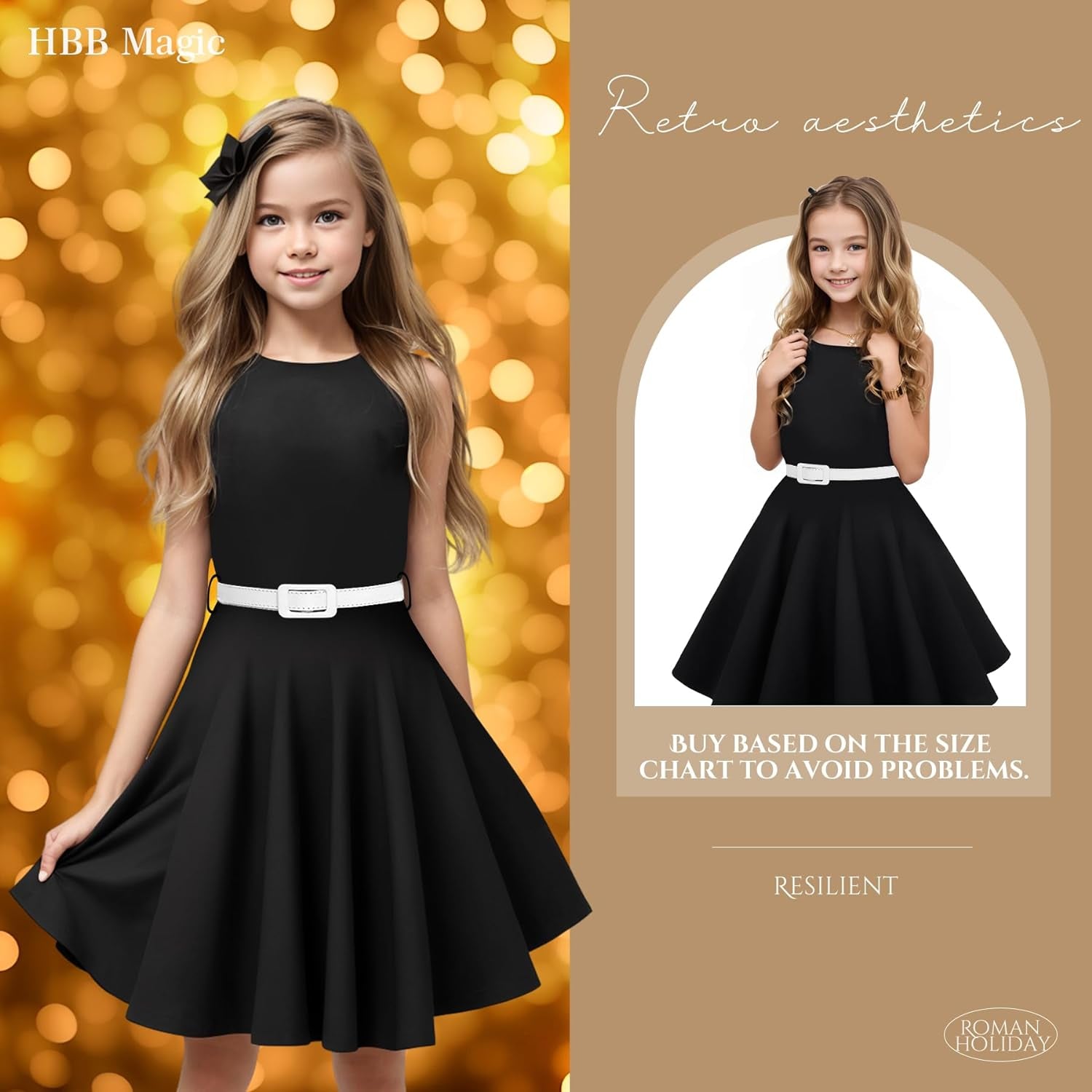 Girls Vintage Dress 50S Retro Twirling