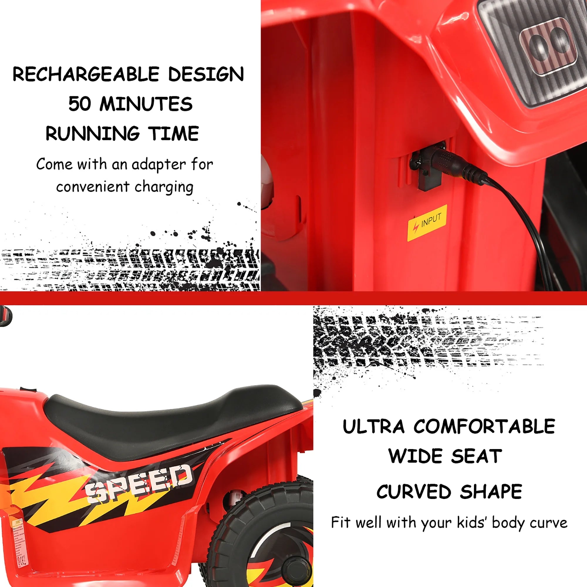 Costway 6V Kids Electric Quad ATV 4 Wheels Ride on Toy Toddlers Forward & Reverse Red