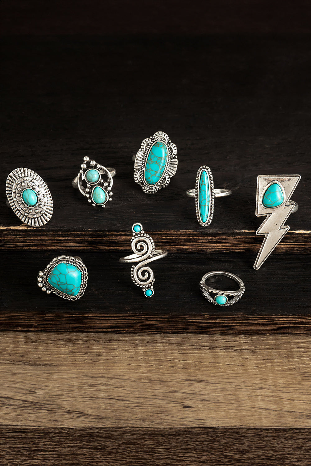 Ring Set Turquoise Inlay Western